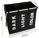 3 in 1 Large 135L Laundry Clothes Hamper Basket with Waterproof bags and Aluminum Frame (Black)-4