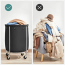 Laundry Basket with Wheels, Black-3