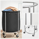 Laundry Basket with Wheels, Black-7