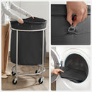 Laundry Basket with Wheels, Black-8