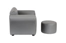 Kids Grey Couch Sofa Chair w/ Footstool in PU Leather-7