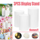 3PCS Display Stand Round Cylinder Pedestal w/ Balloon Set + LED Strip Wedding AU-1