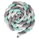 4M Kid Cot Bumper Braid Pillow Nursery Newborn Crib Bed Padded Protector Decor Gray+White+Green-2