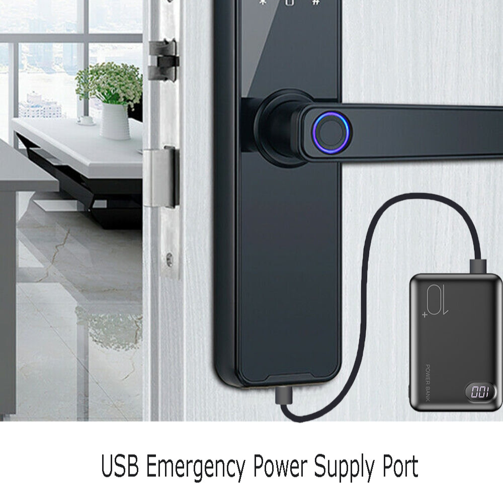 Tuya Home WIFI Smart Door Lock Biometric Fingerprint Smart Card Password Key USB - 0