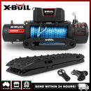 X-BULL 12000LB Electric Winch 12V synthetic rope 4WD with Recovery Tracks Gen3.0 Black-1