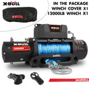 X-BULL 12V Electric Winch 12000LBS synthetic rope 4wd Jeep with winch cover-1