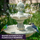 PROTEGE 3 Tier Solar Powered Water Feature Fountain Bird Bath - Light Grey-2