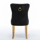 4x Velvet Dining Chairs with Golden Metal Legs-Black-5