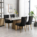 4x Velvet Dining Chairs with Golden Metal Legs-Black-9