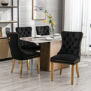 4x Velvet Dining Chairs with Golden Metal Legs-Black-10