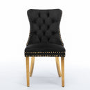 6x Velvet Dining Chairs with Golden Metal Legs-Black-4