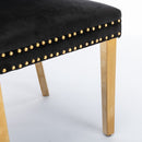 6x Velvet Dining Chairs with Golden Metal Legs-Black-7