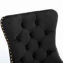 6x Velvet Dining Chairs with Golden Metal Legs-Black-8