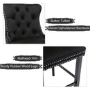 4X Velvet Bar Stools with Studs Trim Wooden Legs Tufted Dining Chairs Kitchen-15