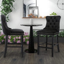 6X Velvet Bar Stools with Studs Trim Wooden Legs Tufted Dining Chairs Kitchen-11
