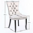 4x Velvet Dining Chairs Upholstered Tufted Kithcen Chair with Solid Wood Legs Stud Trim and Ring-Black-7