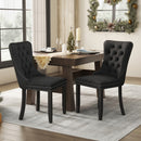 4x Velvet Dining Chairs Upholstered Tufted Kithcen Chair with Solid Wood Legs Stud Trim and Ring-Black-10