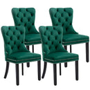 4x Velvet Dining Chairs- Green-1