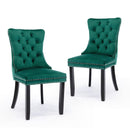 4x Velvet Dining Chairs- Green-2