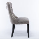 8x Velvet Dining Chairs Upholstered Tufted Kithcen Chair with Solid Wood Legs Stud Trim and Ring-Gray-5