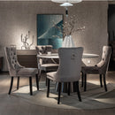8x Velvet Dining Chairs Upholstered Tufted Kithcen Chair with Solid Wood Legs Stud Trim and Ring-Gray-11