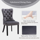 8x Velvet Dining Chairs Upholstered Tufted Kithcen Chair with Solid Wood Legs Stud Trim and Ring-Gray-15