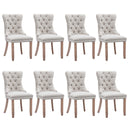 8x AADEN Modern Elegant Button-Tufted Upholstered Fabric with Studs Trim and Wooden legs Dining Side Chair-Beige-1