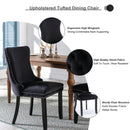 6x Velvet Upholstered Dining Tufted Chairs with Studs Trim and Solid Wood Legs-Black-11
