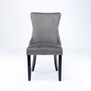 6x Velvet Upholstered Dining Chairs Tufted Wingback Side Chair with Studs Trim Solid Wood Legs for Kitchen-3