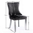 8x Velvet Upholstered Dining Chairs Tufted Wingback Side Chair with Studs Trim Solid Wood Legs for Kitchen-7