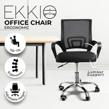 EKKIO Ergonomic Office Chair with Breathable Mesh Design and Lumbar Back Support (Black) - 0