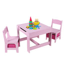 EKKIO 3PCS Kids Table and Chairs Set with Black Chalkboard (Pink)-1