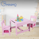 EKKIO 3PCS Kids Table and Chairs Set with Black Chalkboard (Pink)-2