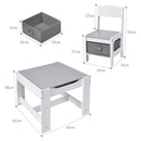 EKKIO 3PCS Kids Table and Chairs Set with Black Chalkboard (Grey)-5