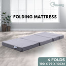 GOMINIMO 4 Fold Memory Foam Folding Mattress Dark Grey Velvet-2
