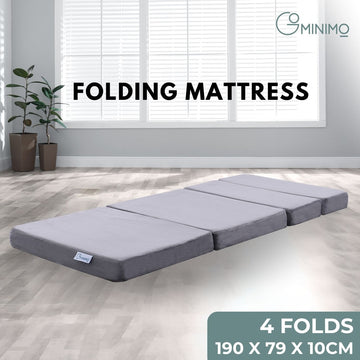 GOMINIMO 4 Fold Memory Foam Folding Mattress Dark Grey Velvet - 0