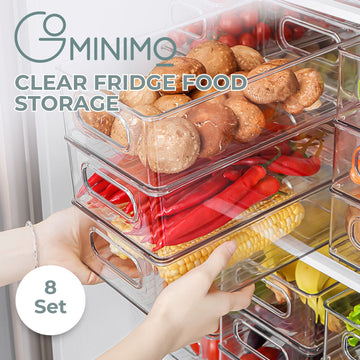 GOMINIMO Set of 8 Clear Fridge Food Storage Containers - 0