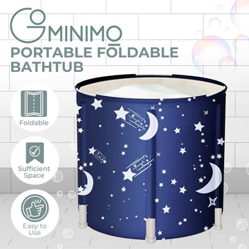 GOMINIMO Portable Foldable Bathtub Thickening with Thermal Foam 65X70cm (Star Blue) - 0