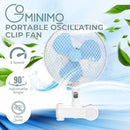 GOMINIMO Portable Oscillating Clip Fan With 2 Speed (White+Blue)-2