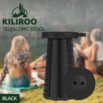 KILIROO Portable Telescopic Folding Stool (Black) - 0