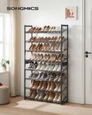 SONGMICS 8-Tier Shoe Rack Storage 32 pairs with Adjustable Shelves Gray-2