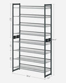 SONGMICS 8-Tier Shoe Rack Storage 32 pairs with Adjustable Shelves Gray-3