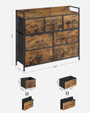 SONGMICS Dresser for Bedroom Chest of Drawers Rustic Brown and Black-3