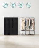 SONGMICS Clothes Wardrobe Portable Closet with Cover and 3 Hanging Rails Black-3