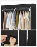 SONGMICS Clothes Wardrobe Portable Closet with Cover and 3 Hanging Rails Black-4