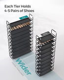 SONGMICS 10 Tier Metal Shoe Rack for 50 Pairs Non-Woven Fabric Shelves Black-4