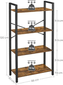 VASAGLE 4-Tier Bookshelf Storage Rack with Steel Frame for Living Room Office Study Hallway Industrial Style Rustic Brown and Black-3