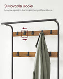VASAGLE Coat Rack with Shoe Rack 183 cm Height Walnut Brown and Black-4