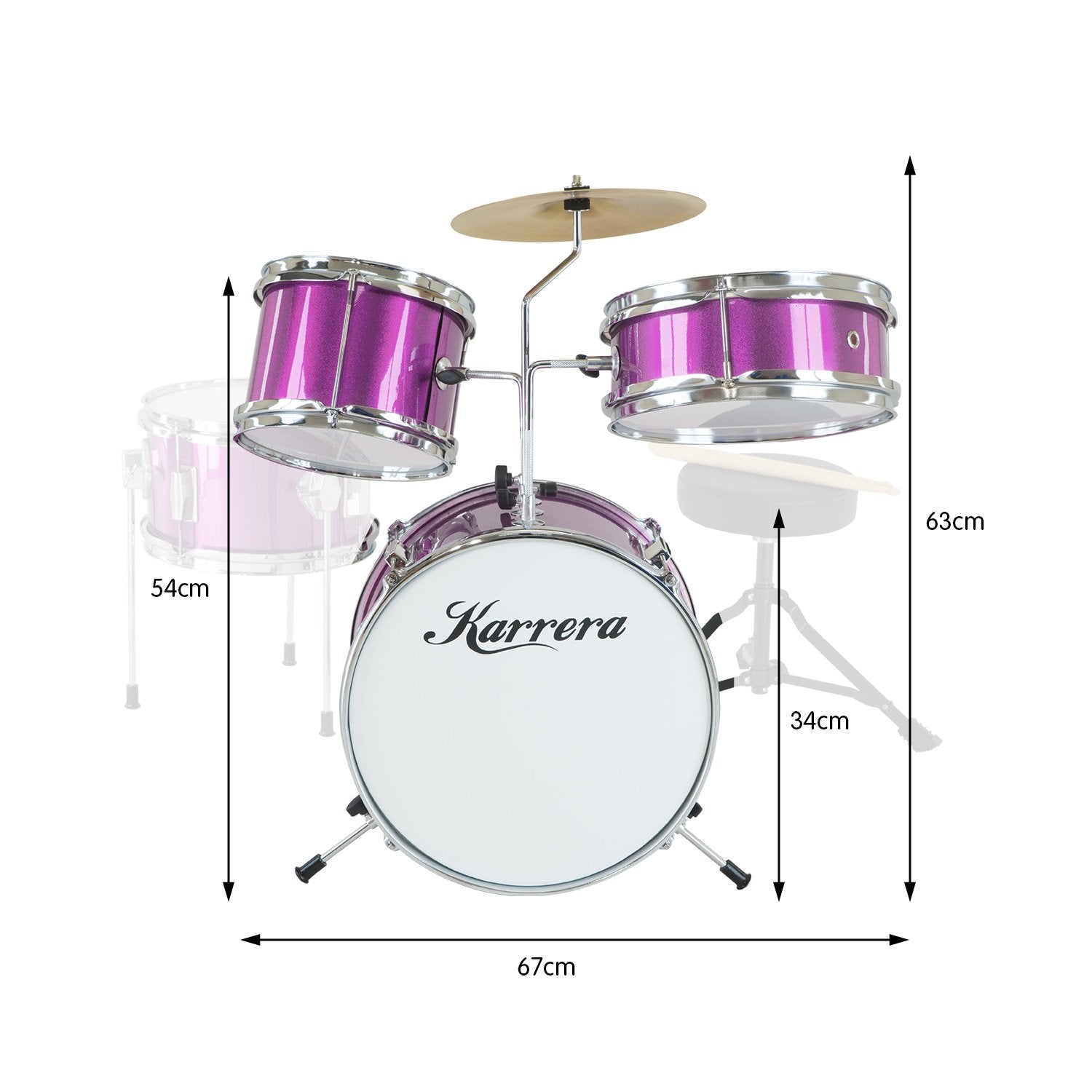 Karrera Childrens 4pc Drum Kit - Purple - 0