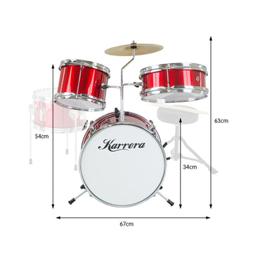 Karrera Children's 4pc Drum Kit - Red - 0
